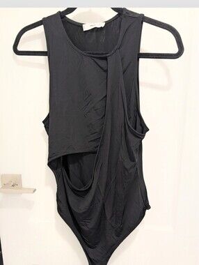 Mango Black Sleeveless Scoop-Neck Bodysuit